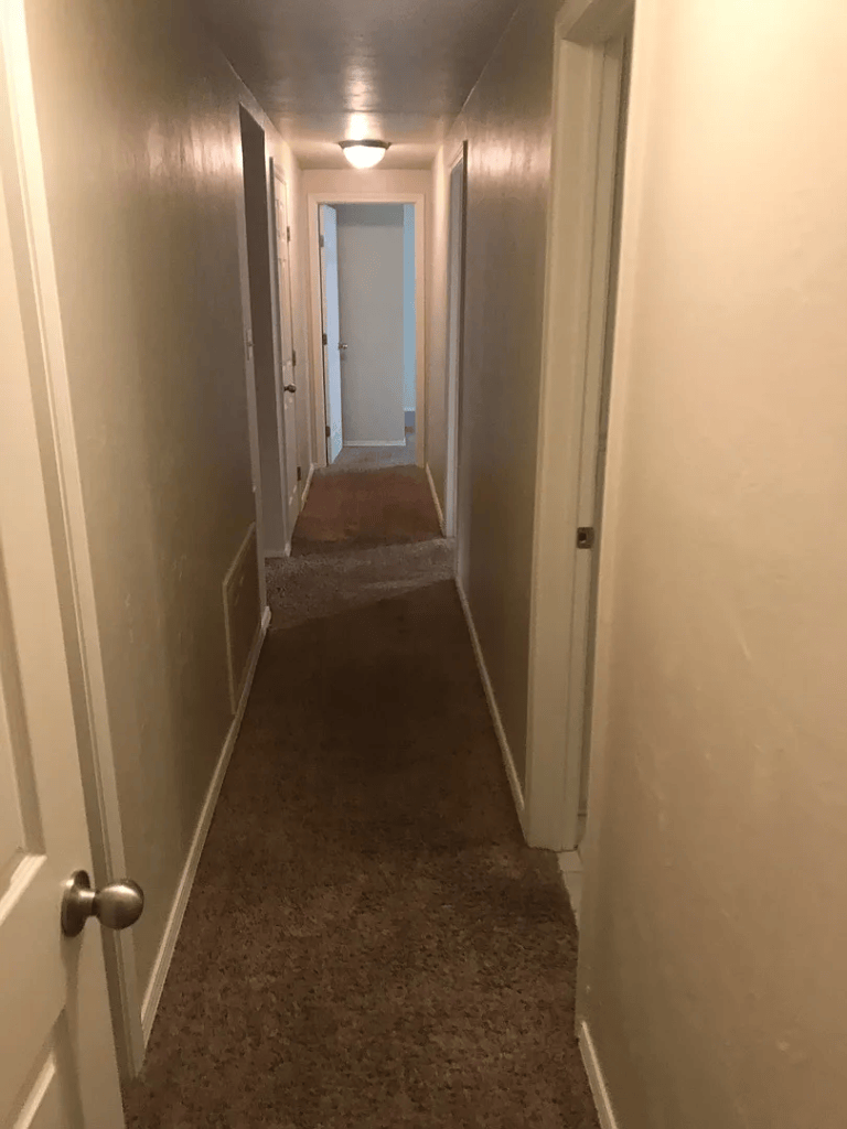 The actual upstairs hallway at Willow Creek. It felt huge as a kid—and somehow, all these years later, I can still hear five kids running through it.